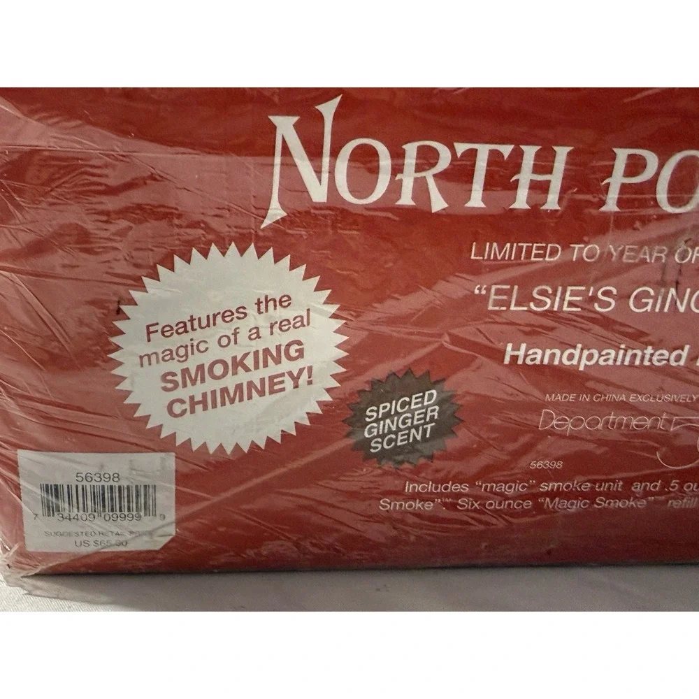 Dept 56 Elsie's Gingerbread #56398 North Pole 1998 Smoking Chimney SEALED